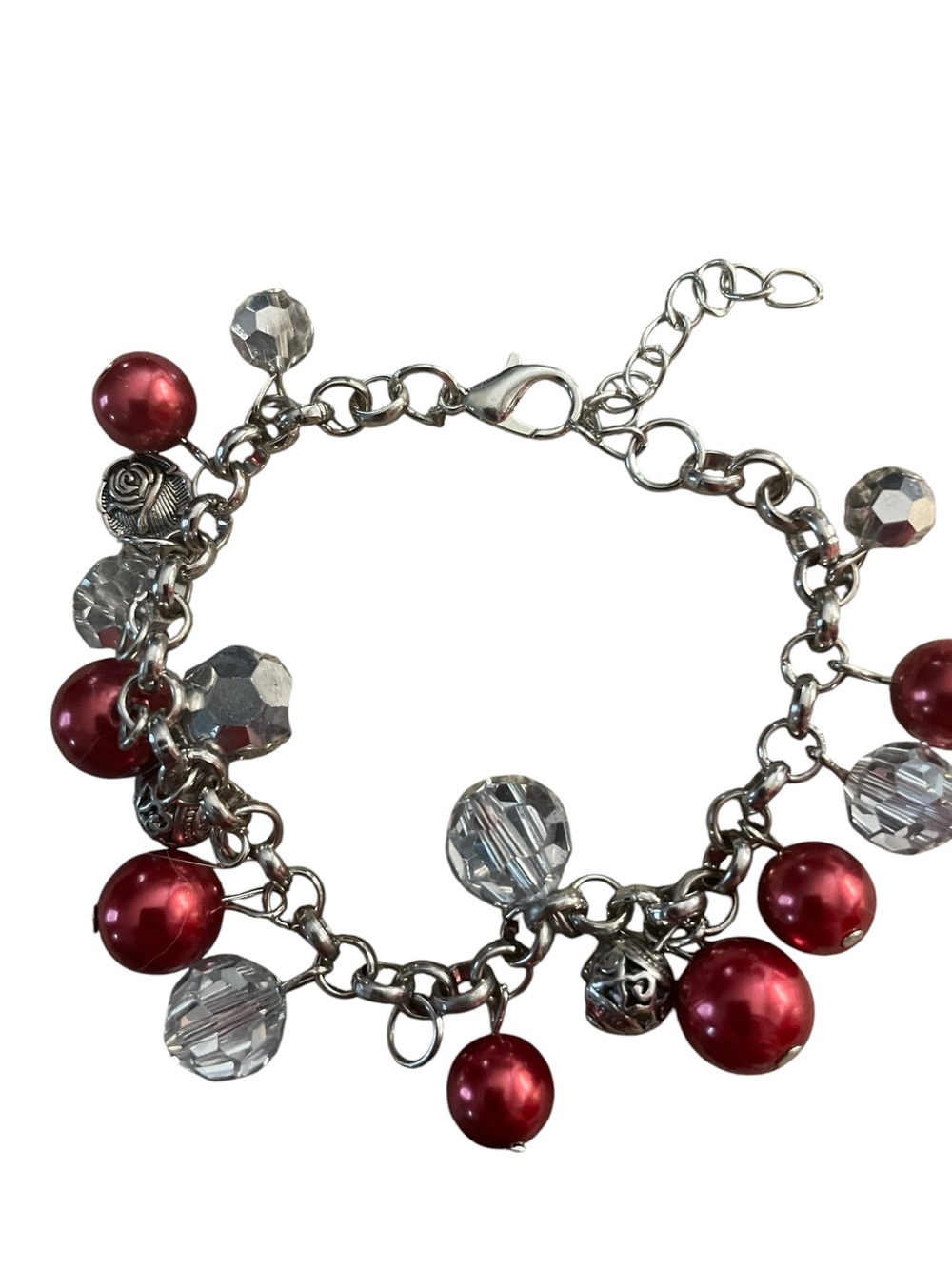 Red Beaded Charm Bracelet NWOT - Picture 2 of 5